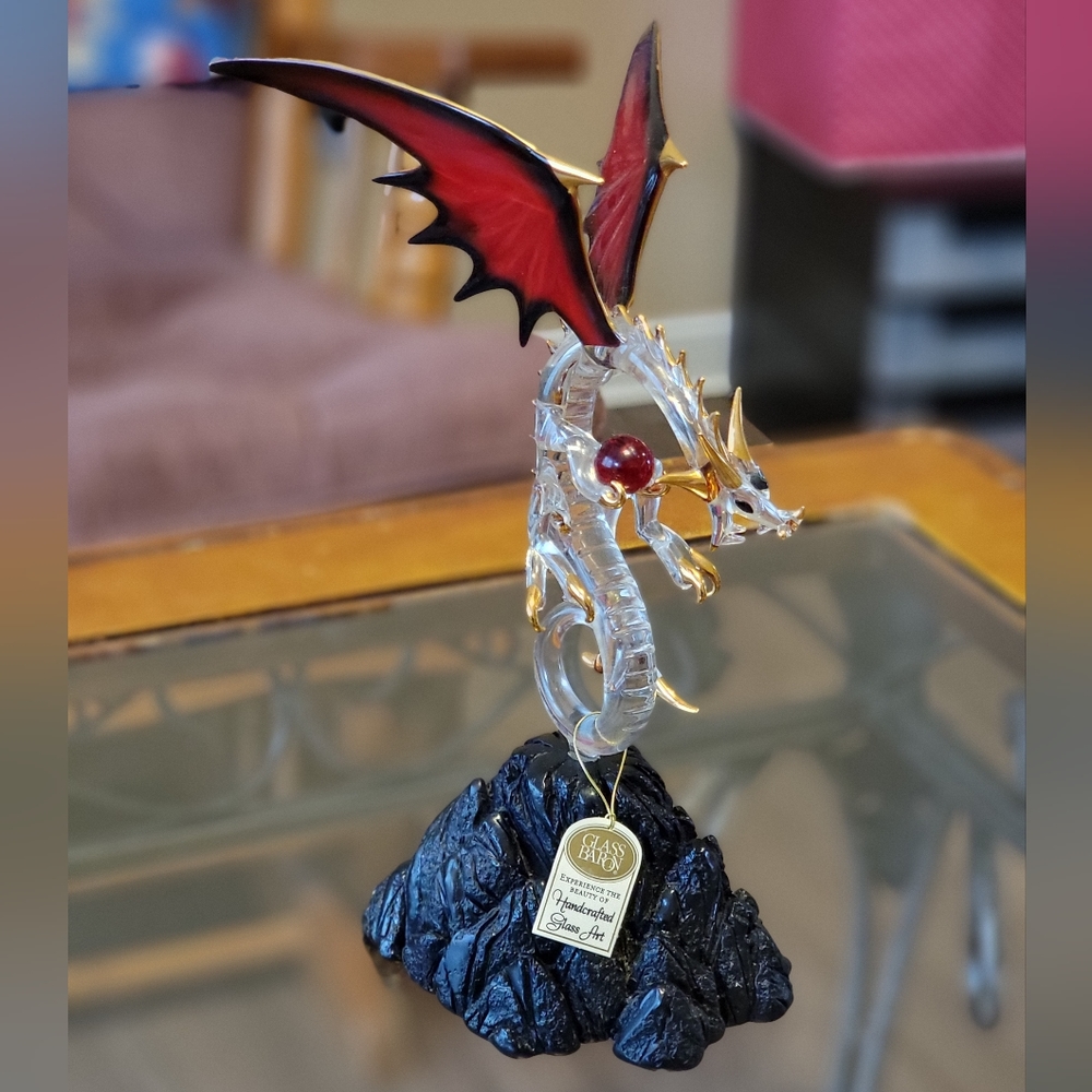 Glass Baron Crystal Ruby Red Wing Dragon